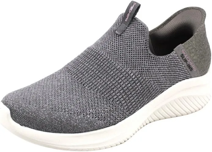 Skechers Women's Hands Free Slip Ins Ultra Flex 3.0 Smooth Step Sneaker, Grey, 6.5
