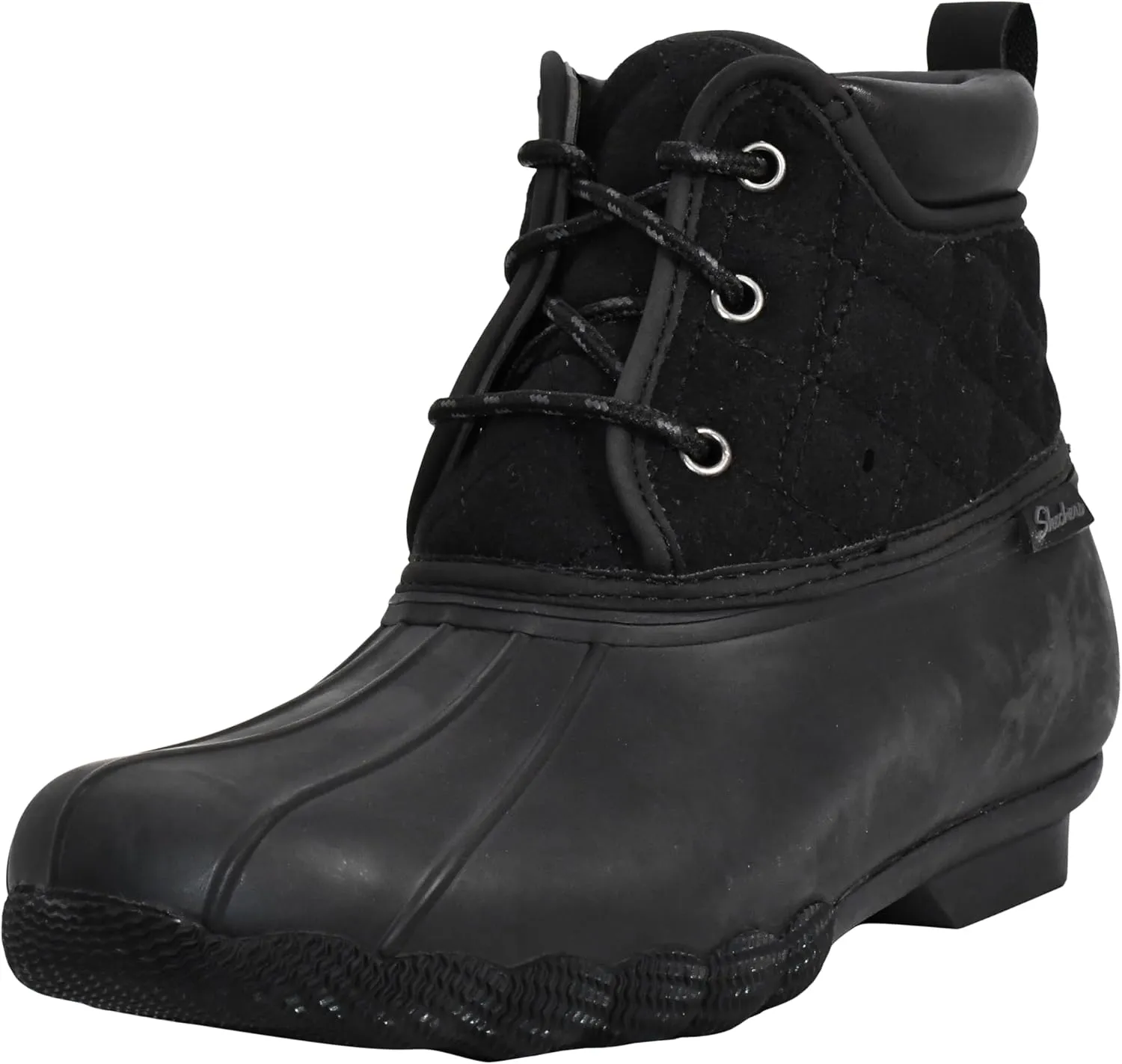 Skechers Women's Pond Lil Puddles Mid Quilted Lace Up Duck Boot with Waterproof Outsole