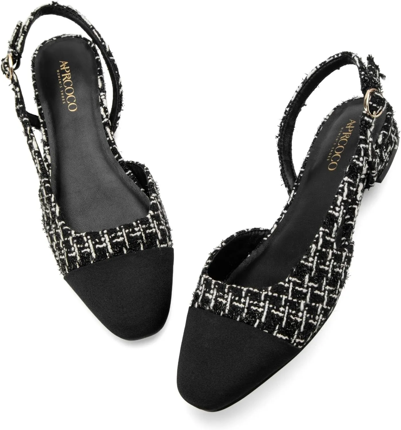 Slingback Flats for Women 2.0 Square Toe Two Toned Flats Wedding Shoes Low Heel Pumps for Women