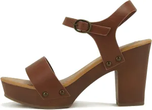 Soda CHIVAS ~ Women Mid Heel Single Band Fashion Platform Sandal with Ankle Strap and Stud