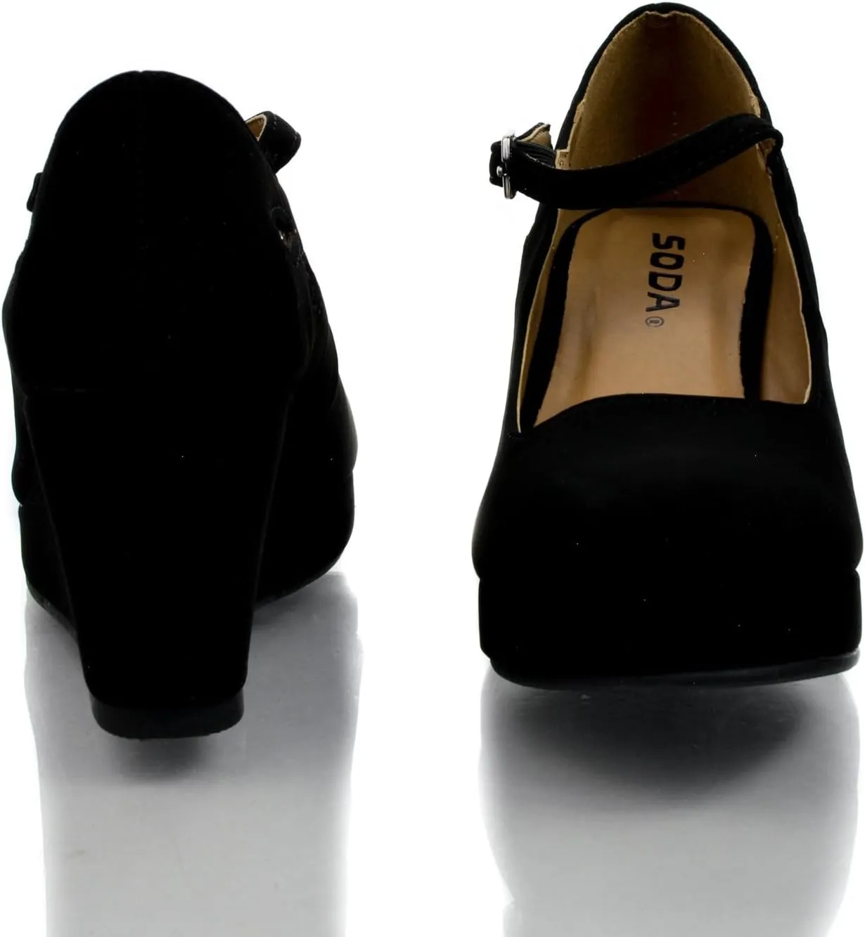 SODA Girl's Closed Toe Mary Jane Platform Wedge Sandal