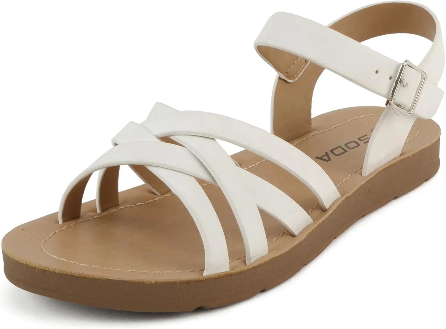 Soda Ling ~ Women Round Toe Multi-Strap Flat Sandals