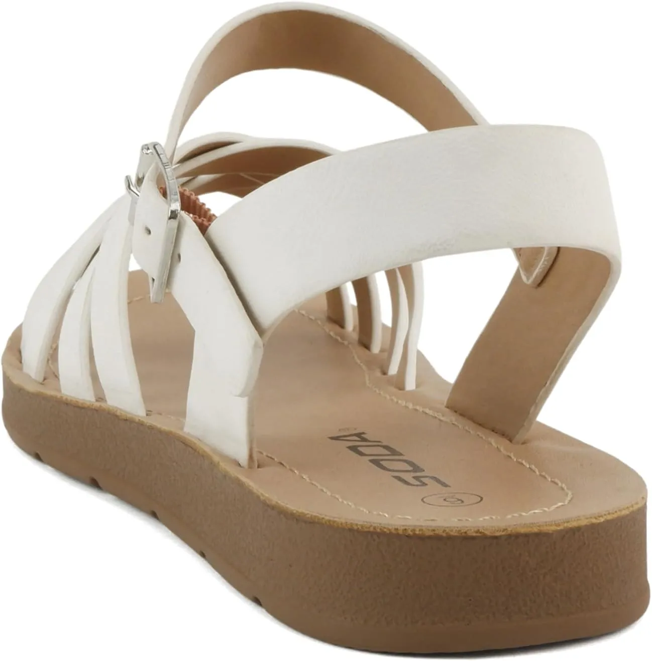 Soda Ling ~ Women Round Toe Multi-Strap Flat Sandals