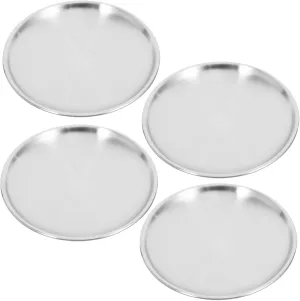 Stainless Steel Plate Set 4 Pieces for Sushi Beef Snack Dinner Portable Plate for Camping Picnic