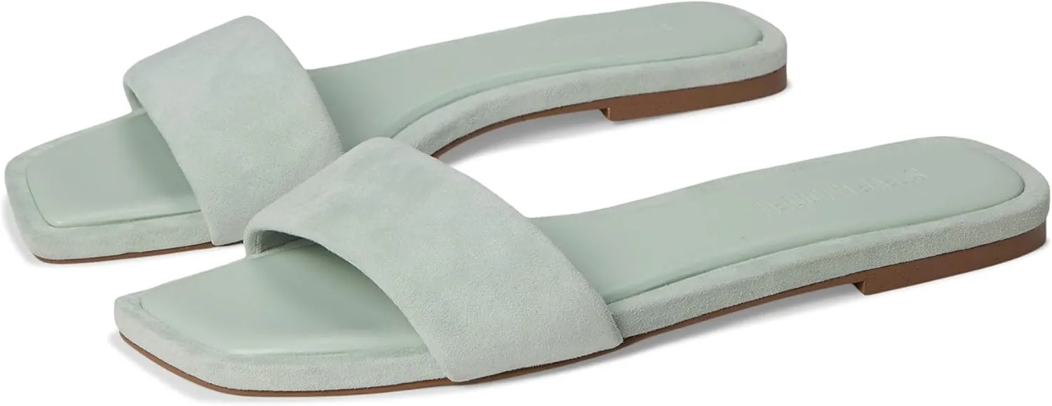 Steve Madden Women's Lumina Flat Sandal, Sage Suede, 8.5
