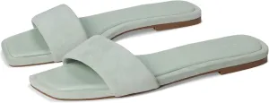 Steve Madden Women's Lumina Flat Sandal, Sage Suede, 8.5