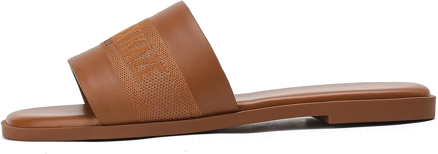 Stratuxx Kaze Women's Dressy Sandals Slip on Flat Summer Shoes Open Toe Slide Sandals for Women Size 5-11