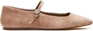 Suede Leather Ballet Flats Shoes for Women Cute Square Toe Slip On Mary Jane Flats Comfy Ballerina Flat Shoes Causal Daily Shoes with Strap