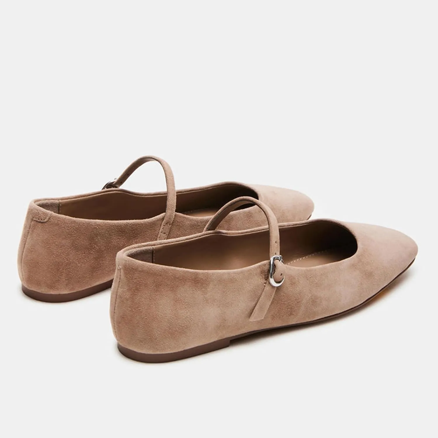 Suede Leather Ballet Flats Shoes for Women Cute Square Toe Slip On Mary Jane Flats Comfy Ballerina Flat Shoes Causal Daily Shoes with Strap