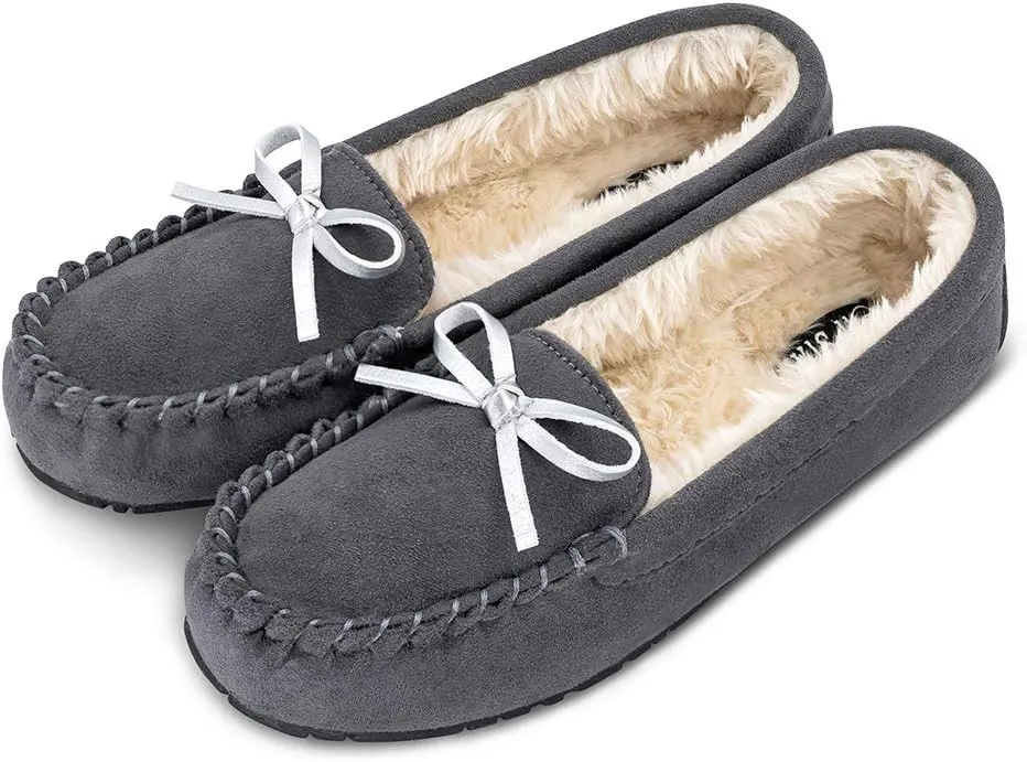 TF STAR Women Ladies Girls Moccasin Slipper Shoes Slip on Loafer Casual Flat Microfiber Shoes Indoor Outdoor
