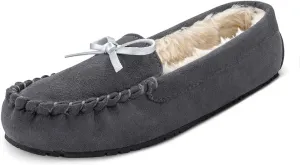 TF STAR Women Ladies Girls Moccasin Slipper Shoes Slip on Loafer Casual Flat Microfiber Shoes Indoor Outdoor