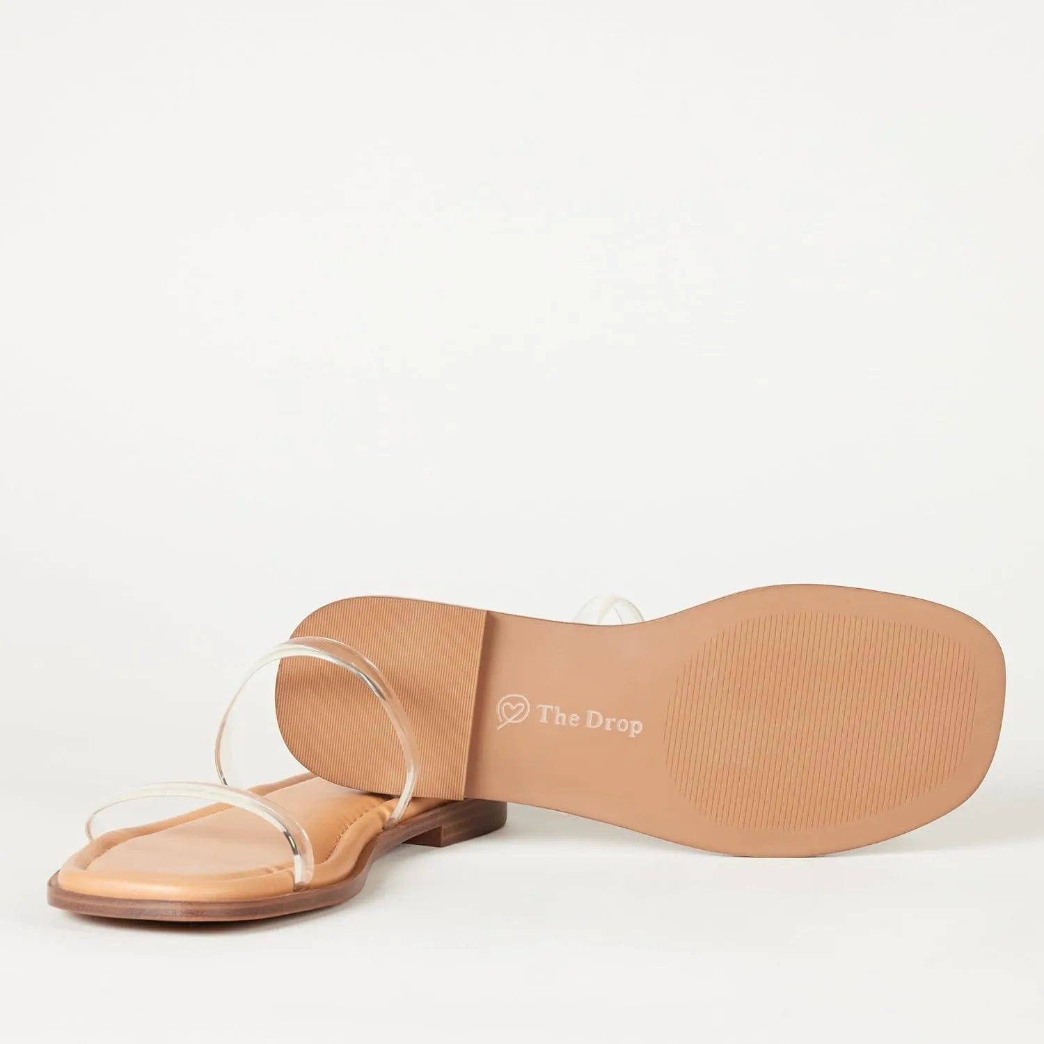 The Drop Women's Paris Square Toe Two Strap Flat Sandal