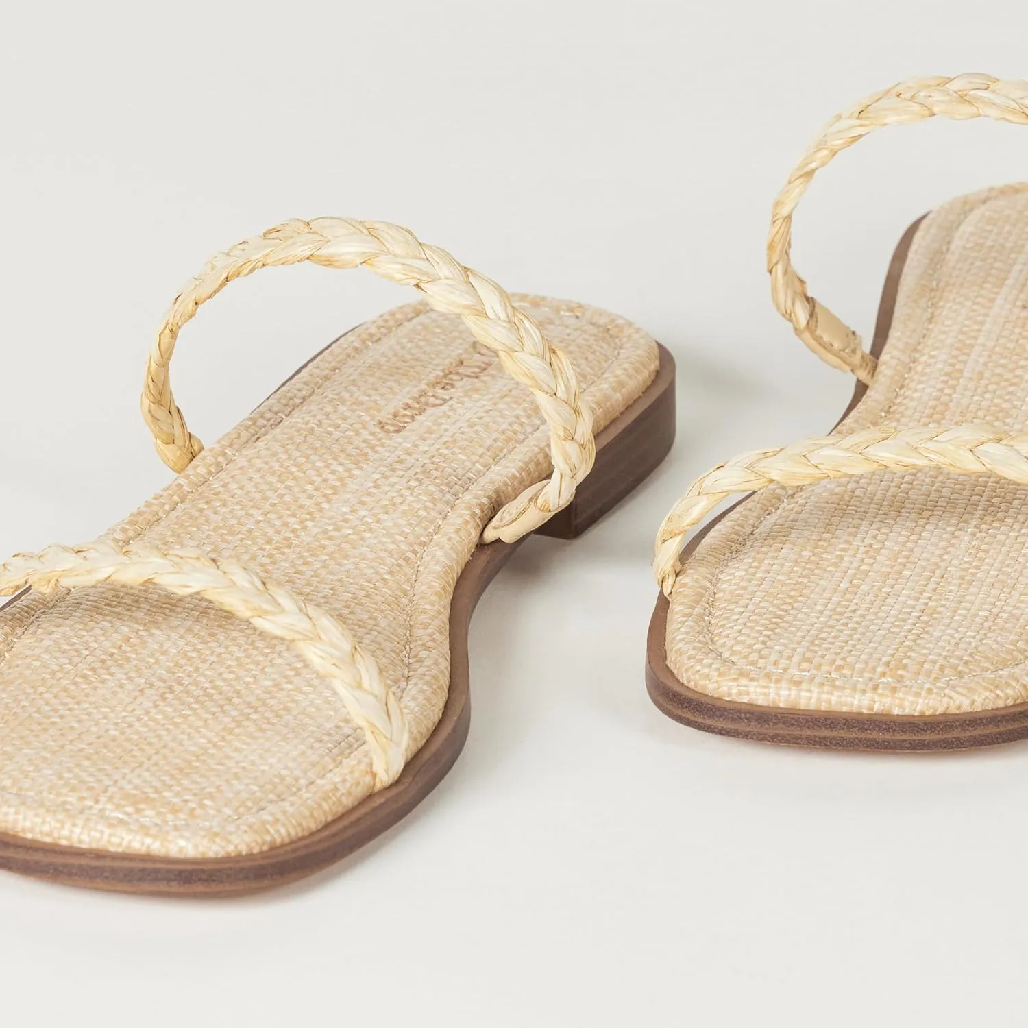 The Drop Women's Paris Square Toe Two Strap Flat Sandal
