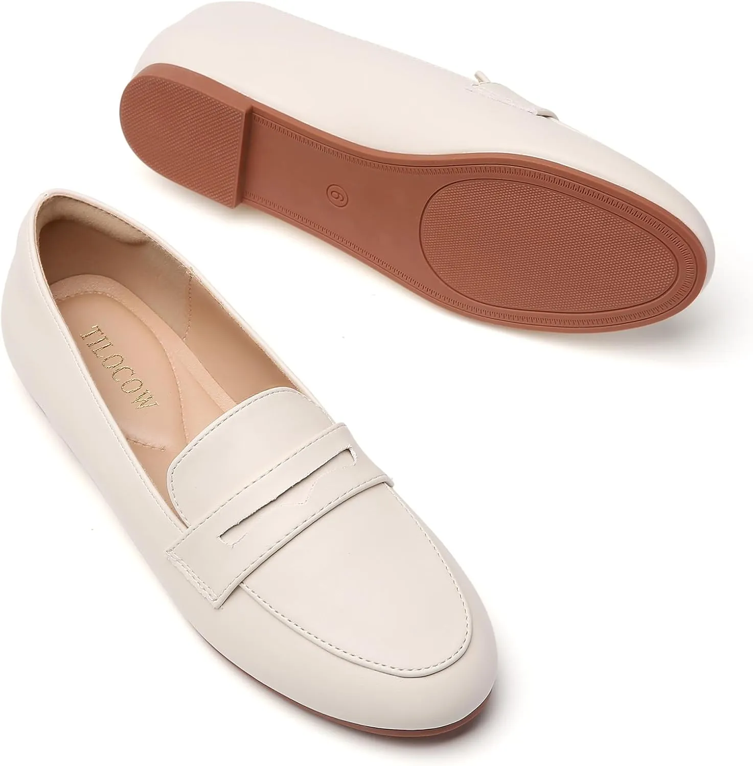 Tilocow Women's Loafers Penny Loafers for Women Comfortable Round Toe Flats Fashion Work Dressy Shoes