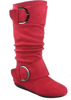 TOP Moda Bank-81 Women's Fashion Round Toe Flat Heel Zipper Buckle Slouchy Mi.