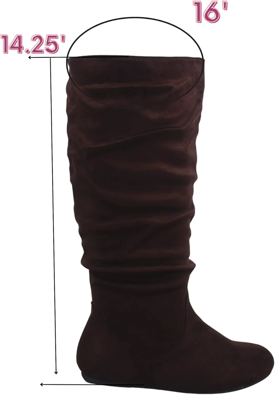 TZ Lily-01 Women's Pull Up Closed Round Toe Flat Heel Slouchy Mid-Calf Casual Boots