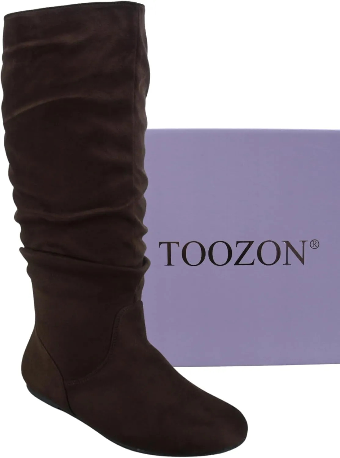 TZ Lily-01 Women's Pull Up Closed Round Toe Flat Heel Slouchy Mid-Calf Casual Boots