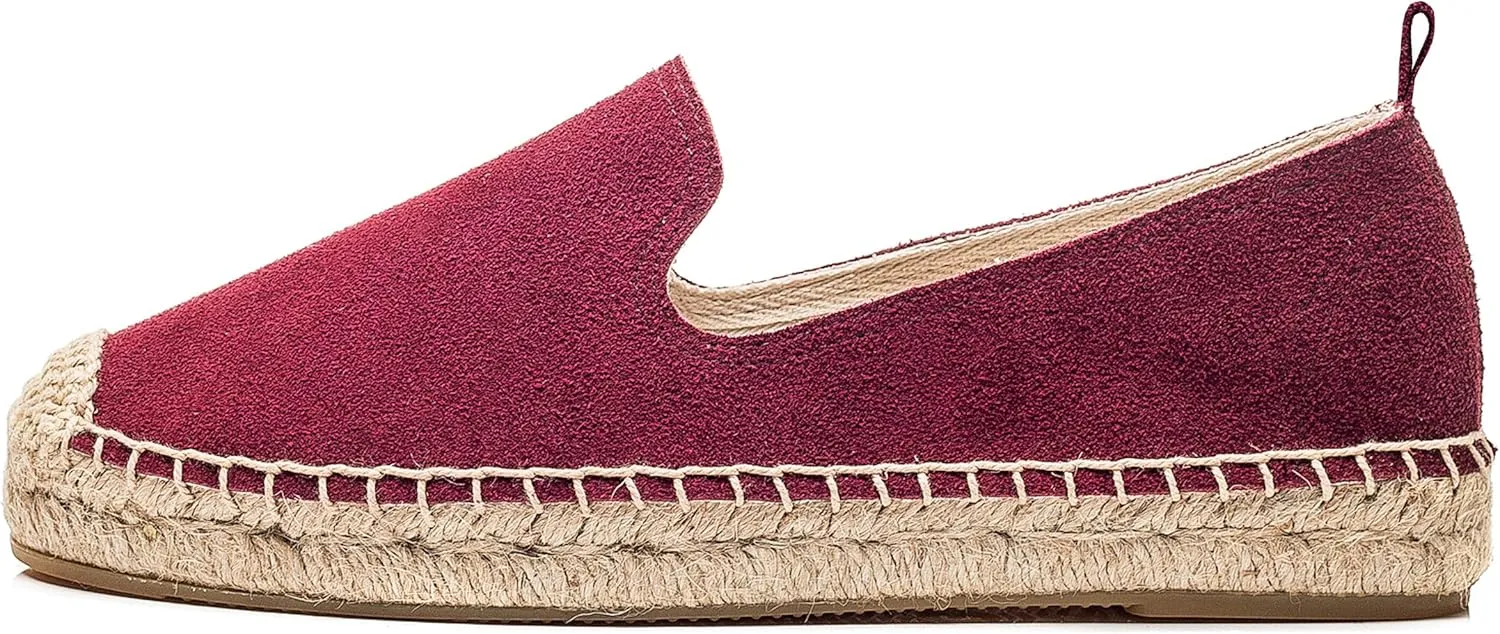 U-lite Women's Round-Toe Classic Flat Cap-Toe Slip ons Simple Espadrilles Leather Loafers
