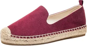 U-lite Women's Round-Toe Classic Flat Cap-Toe Slip ons Simple Espadrilles Leather Loafers