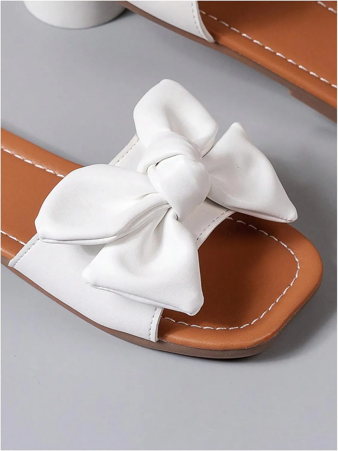 Verdusa Girl's Bows Square Toe Sandals Casual Summer Flat Sandal