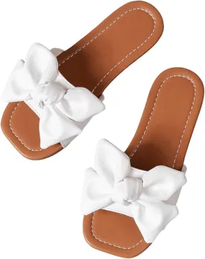 Verdusa Girl's Bows Square Toe Sandals Casual Summer Flat Sandal