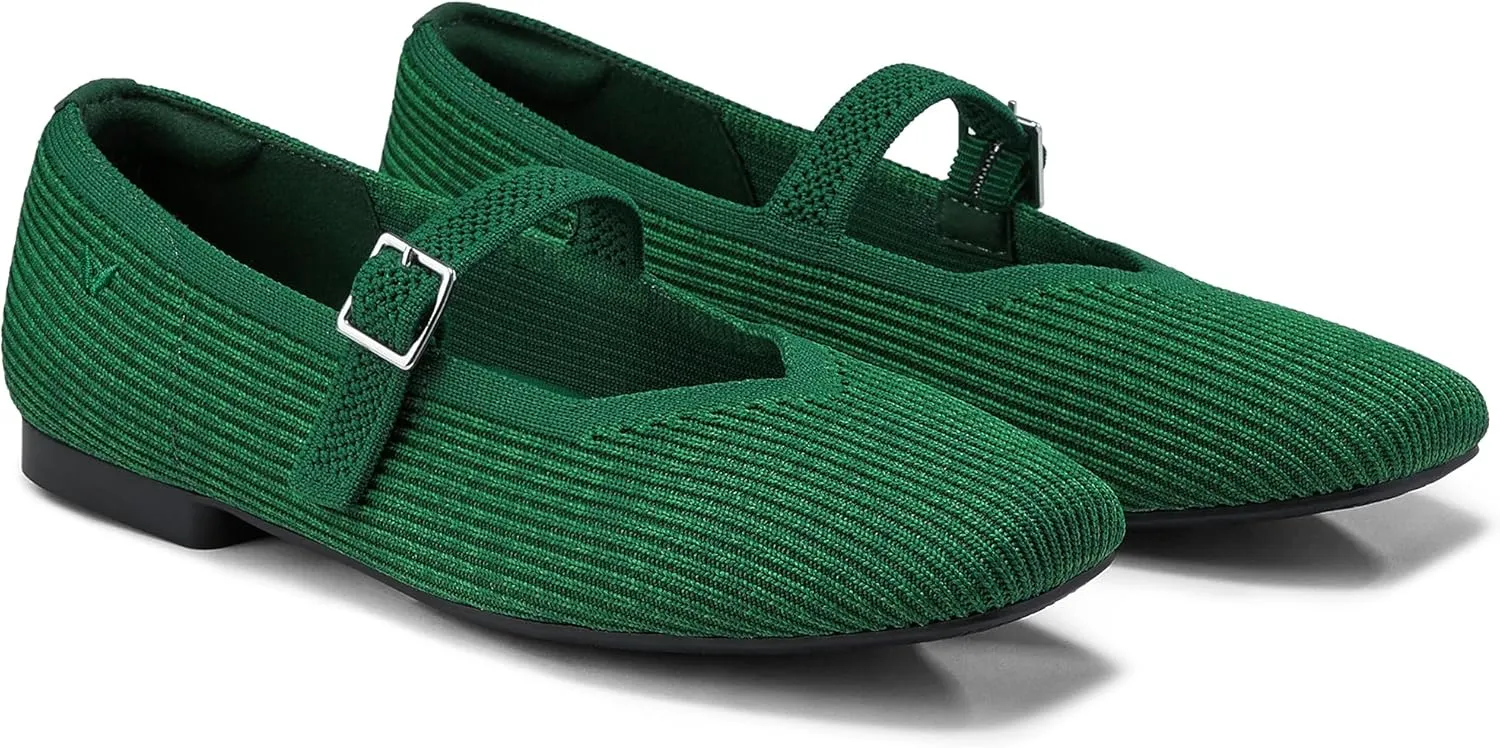 VIVAIA Margot Mary Jane Women Flat Shoes Comfortable for Work with Arch Support Slip on Square-Toe Washable Shoes