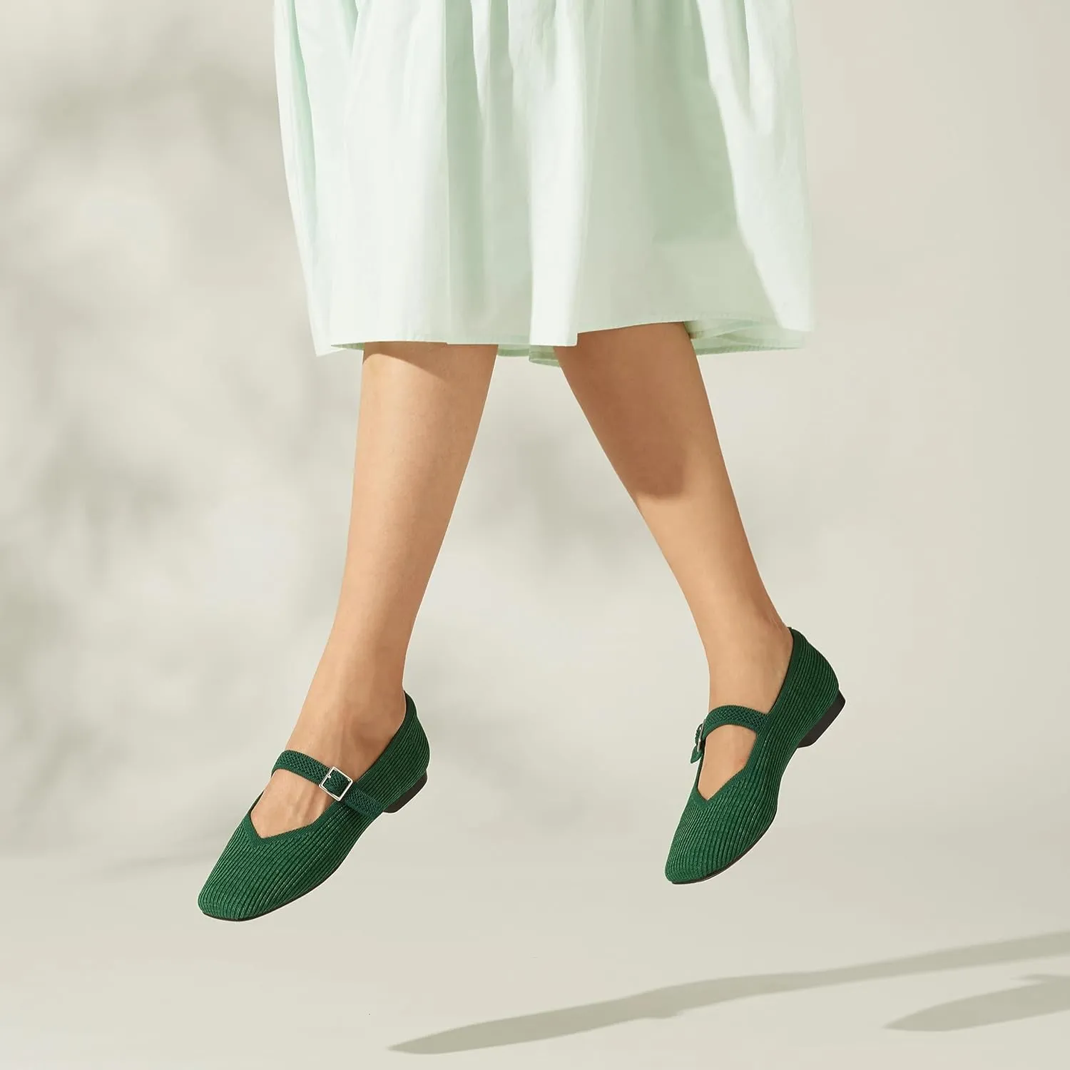 VIVAIA Margot Mary Jane Women Flat Shoes Comfortable for Work with Arch Support Slip on Square-Toe Washable Shoes