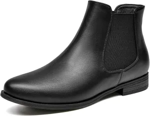 VJH confort Women's Slip on Ankle Boot, Western Almond Round Toe Low Heel Elastic Chelsea Bootie
