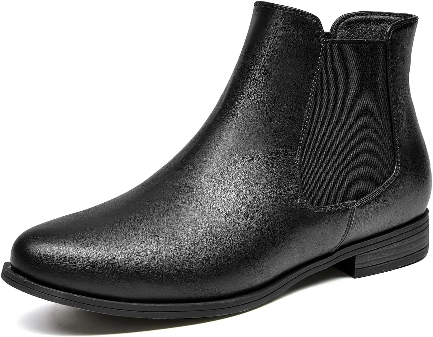 VJH confort Women's Slip on Ankle Boot, Western Almond Round Toe Low Heel Elastic Chelsea Bootie