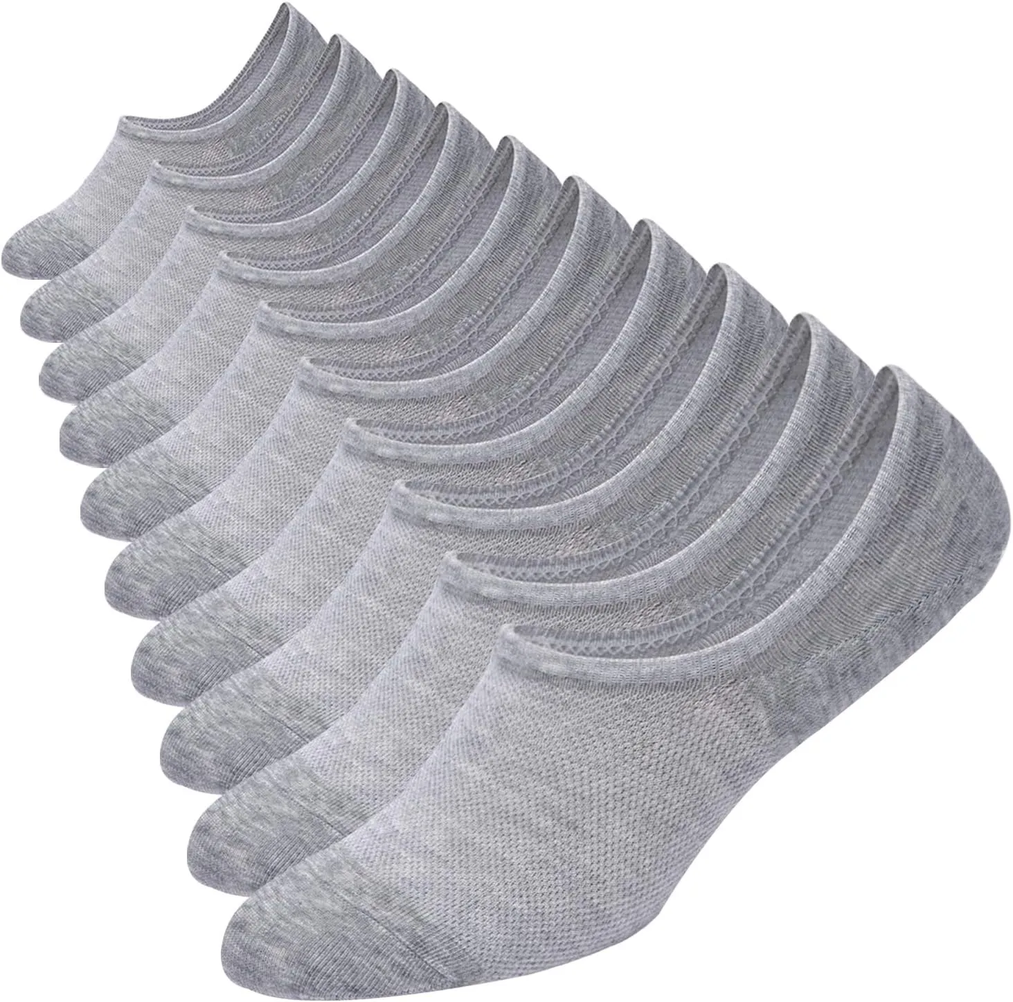 WANDER No Show Socks 10 Pairs Cotton Non Slip Low Cut Invisible Loafer Socks Men&Women Boat Liner 6-8/9-11