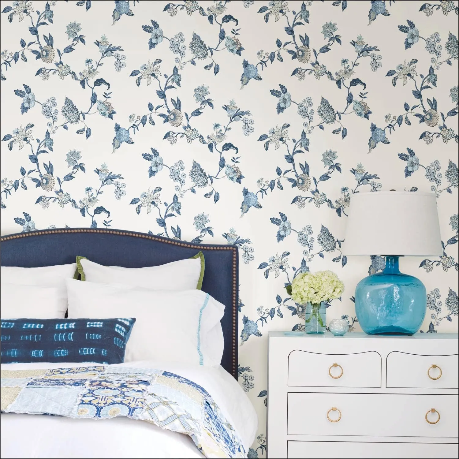 Waverly RMK12600PL Graceful Garden Trail Blue Peel and Stick Wallpaper