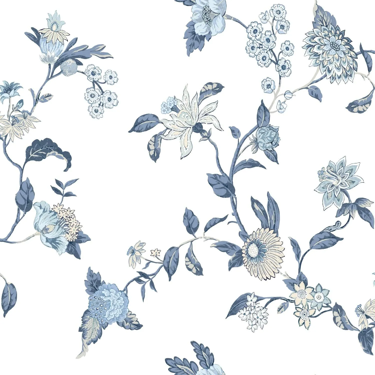 Waverly RMK12600PL Graceful Garden Trail Blue Peel and Stick Wallpaper