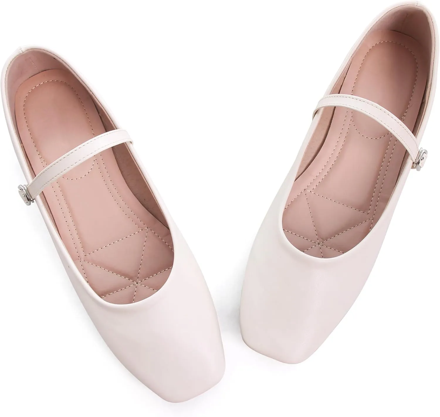 WENJIAZHIZHI Women's Ballet Flats Square Toe Comfortable Mary Jane Shoes Dressy Casual Slip-On Ballerina Working Flats Shoes