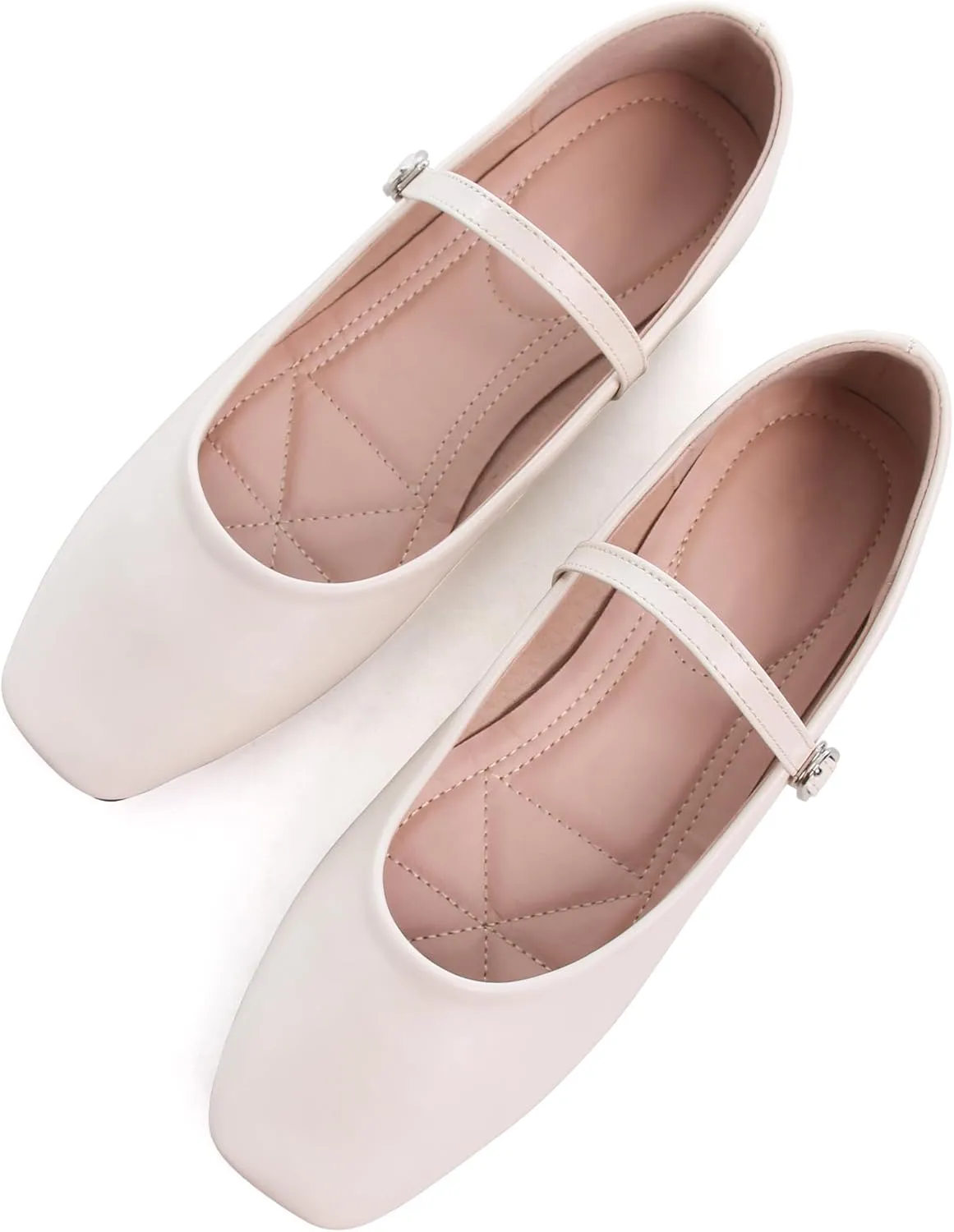 WENJIAZHIZHI Women's Ballet Flats Square Toe Comfortable Mary Jane Shoes Dressy Casual Slip-On Ballerina Working Flats Shoes