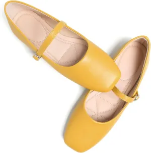 WENJIAZHIZHI Womens Square Toe Ballet Flats Comfortable Mary Jane Shoes Dressy Casual Slip-On Ballerina Walking Flat Shoes
