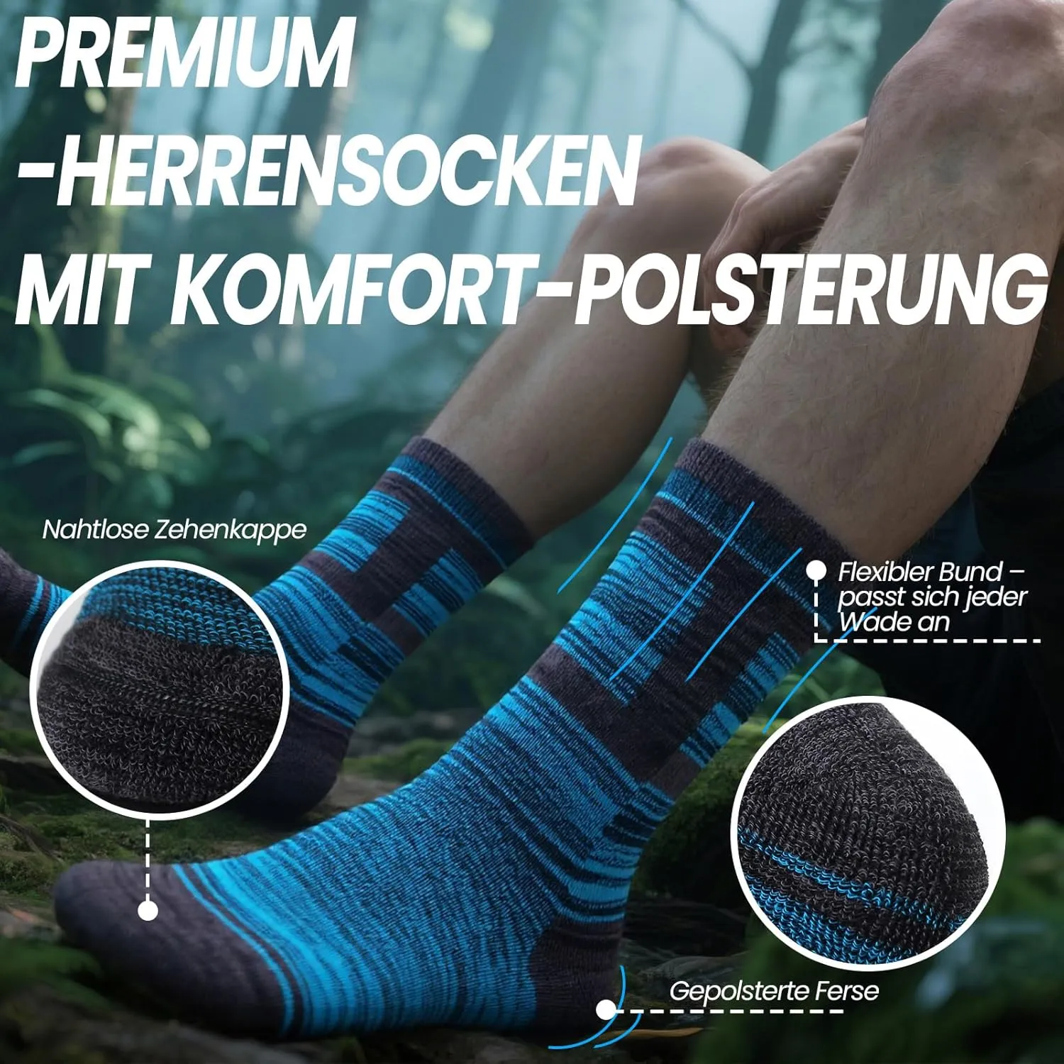 Wildarms 5 Pack Men’s Crew Boot Socks Breathable Durable Cushioned Work Socks Athletic Socks with Moisture Wicking for Hiking