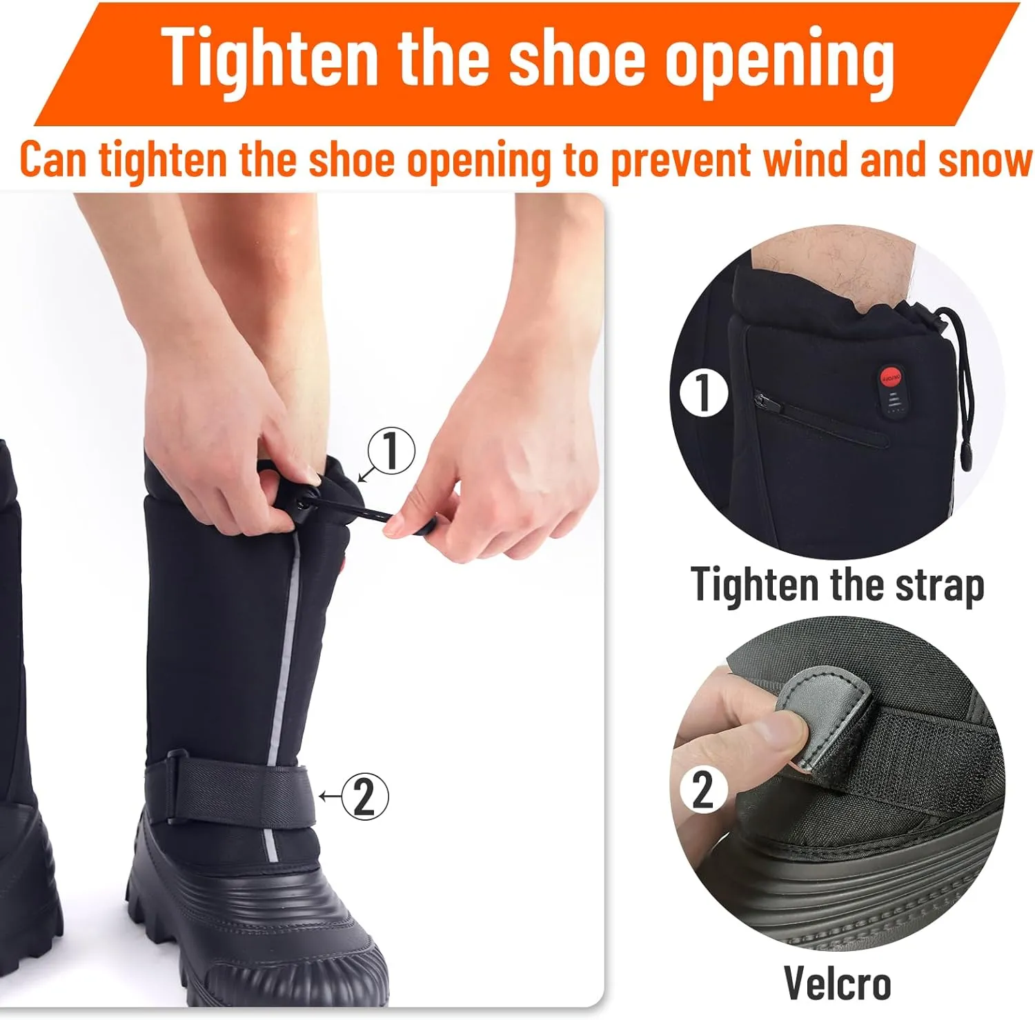 Winter Thermal Snow Boots for Men & Women, Electric Heating Boots with Waterproof Rechargeable Heated Foot Warmers