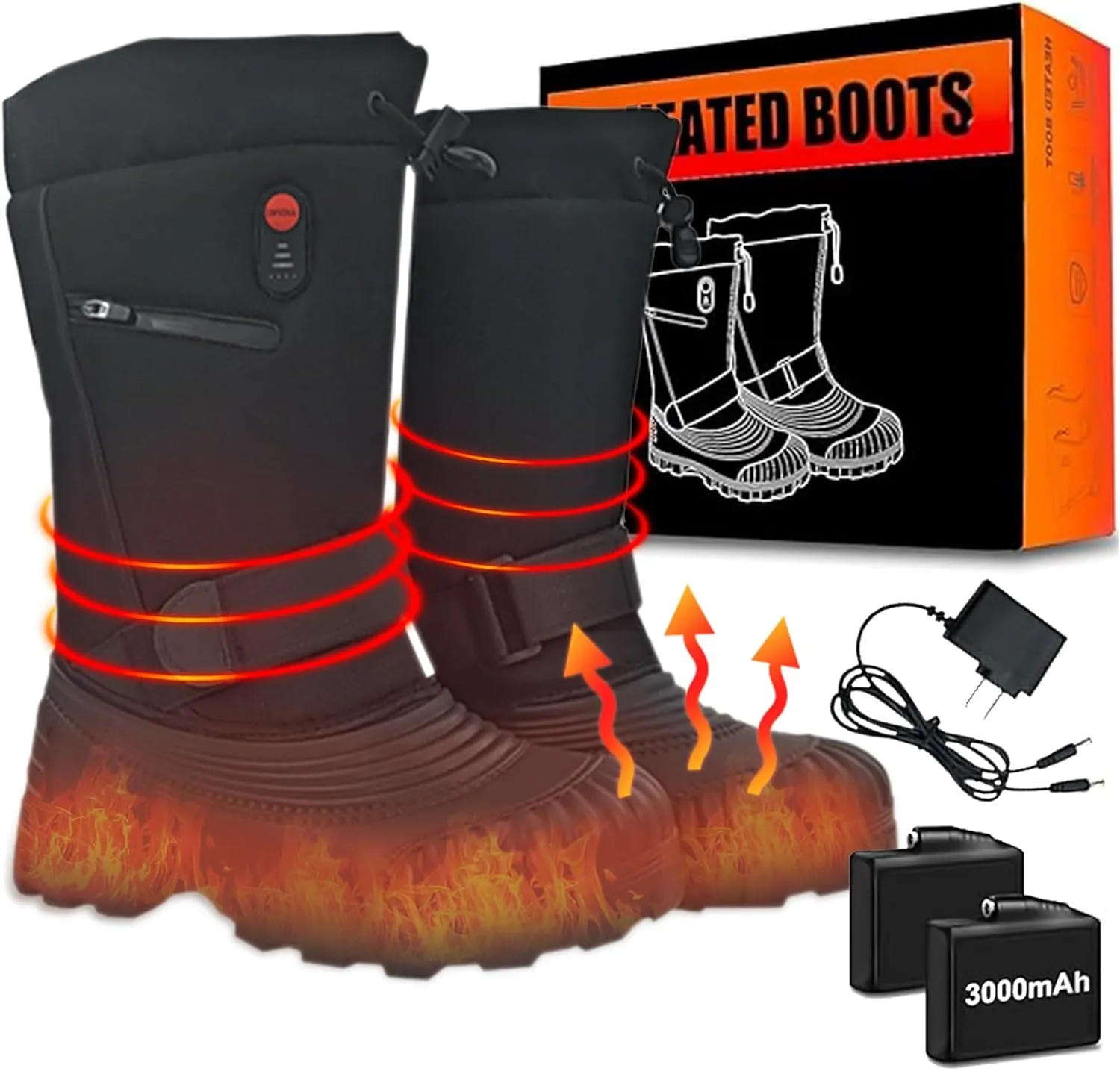 Winter Thermal Snow Boots for Men & Women, Electric Heating Boots with Waterproof Rechargeable Heated Foot Warmers