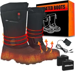 Winter Thermal Snow Boots for Men & Women, Electric Heating Boots with Waterproof Rechargeable Heated Foot Warmers