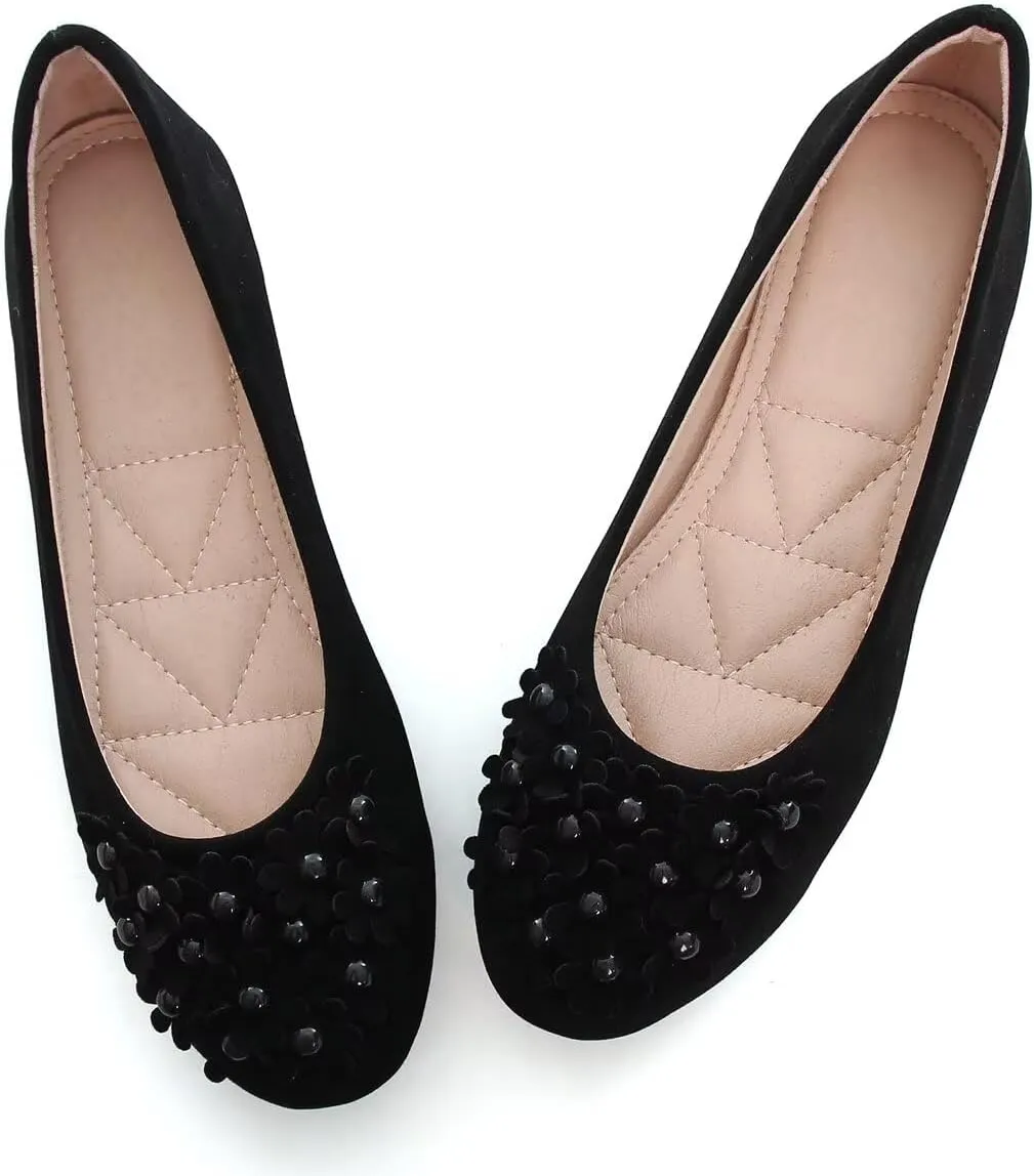 Women Classy Cute Bow-Knot Ballet Flats Round Toe Daily Cozy Comfort Slip on Flat Shoes