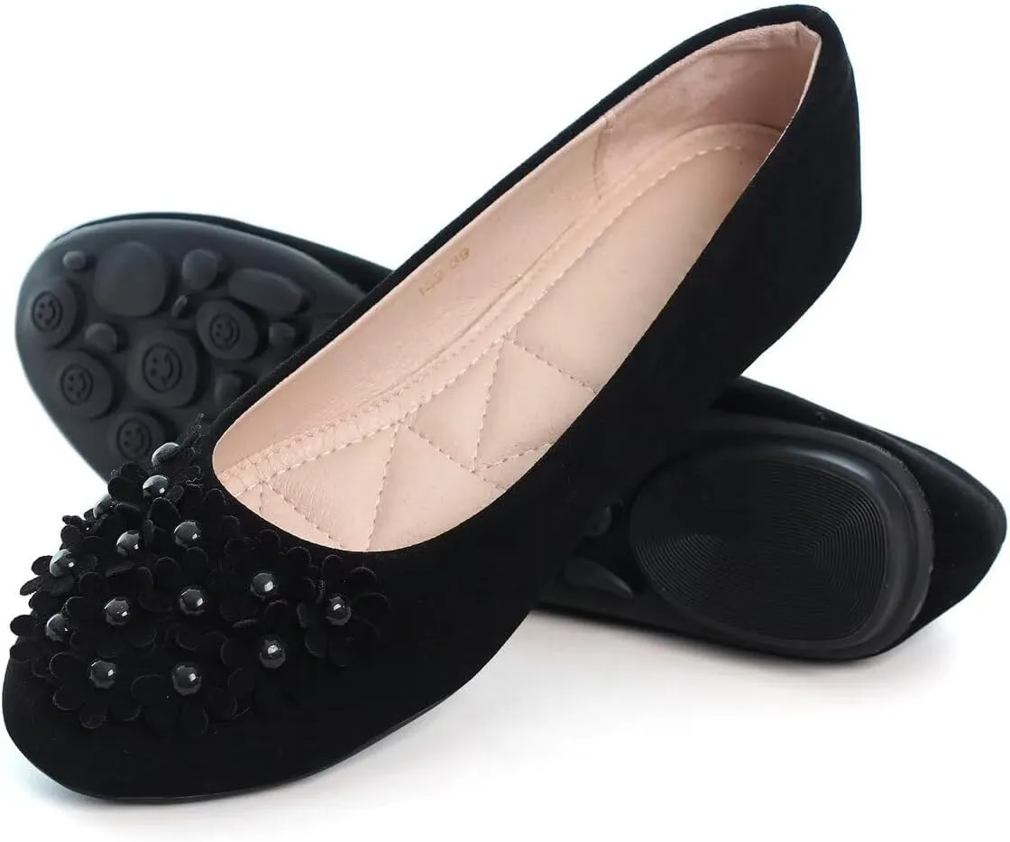 Women Classy Cute Bow-Knot Ballet Flats Round Toe Daily Cozy Comfort Slip on Flat Shoes