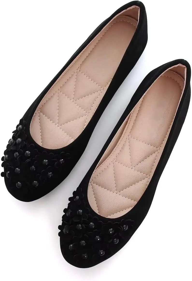 Women Classy Cute Bow-Knot Ballet Flats Round Toe Daily Cozy Comfort Slip on Flat Shoes