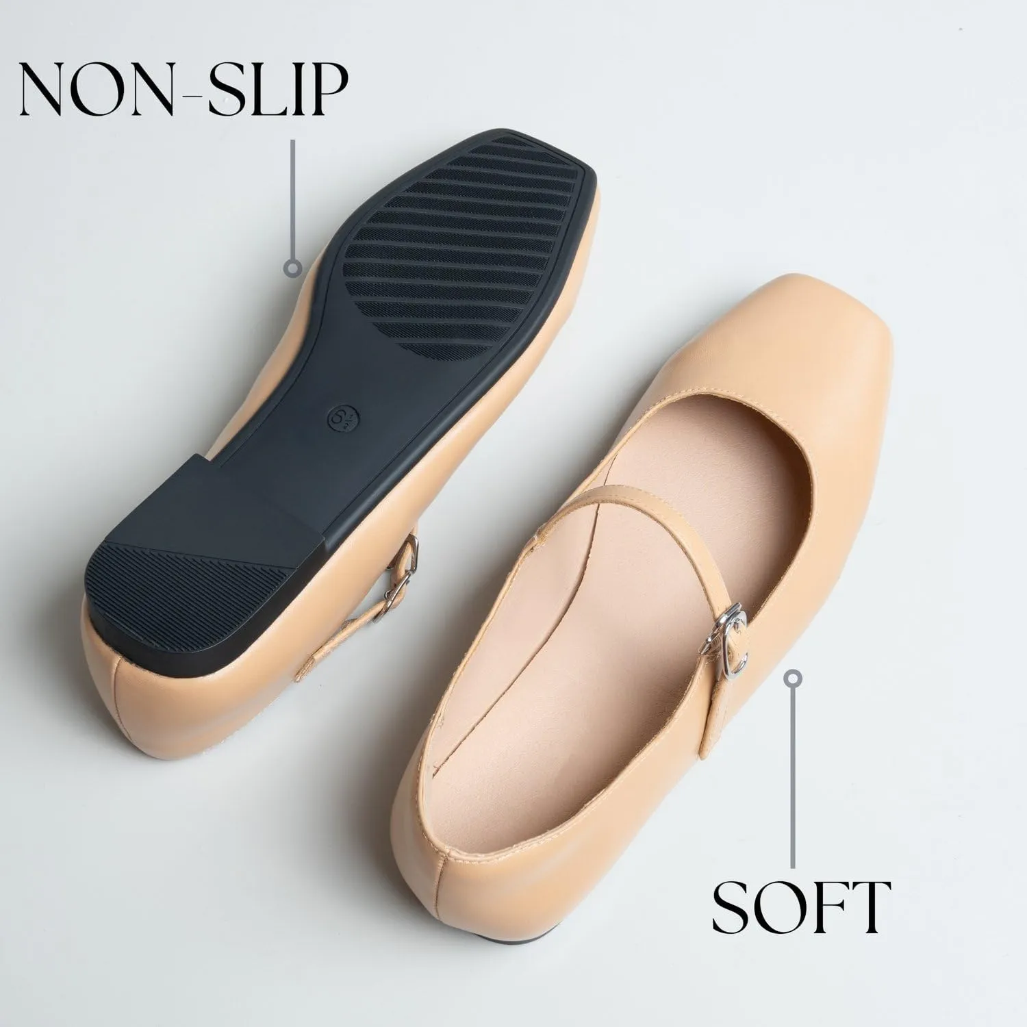 Women Mary Jane Shoes,Slip On Ankle Strap Dress Flat Shoes