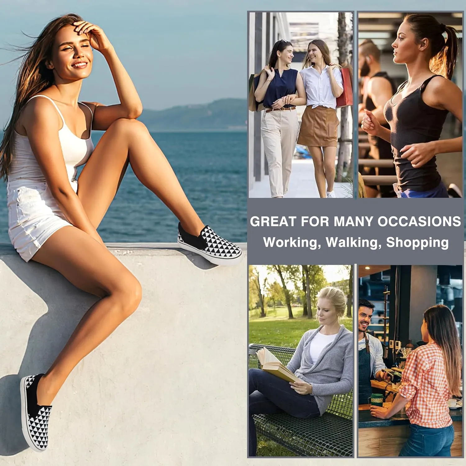Women's Canvas Slip on Low Top Fashion Sneakers for Women Non Slip Loafer Shoes Classic Comfortable Flats Breathable Casual Shoes
