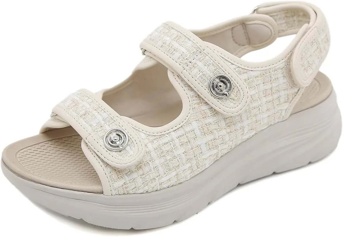 Women's Comfortable Walking Sandal Lightweight Cushioned Hiking Sandals Platform Shoes for Women Slingback Woven With Straps Sandals