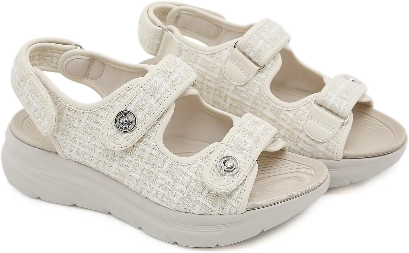 Women's Comfortable Walking Sandal Lightweight Cushioned Hiking Sandals Platform Shoes for Women Slingback Woven With Straps Sandals