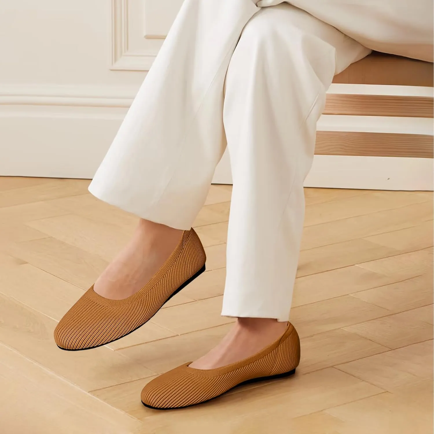 Women's Flats Shoes Round Toe Ballet Knit Comfortable Dressy Flat