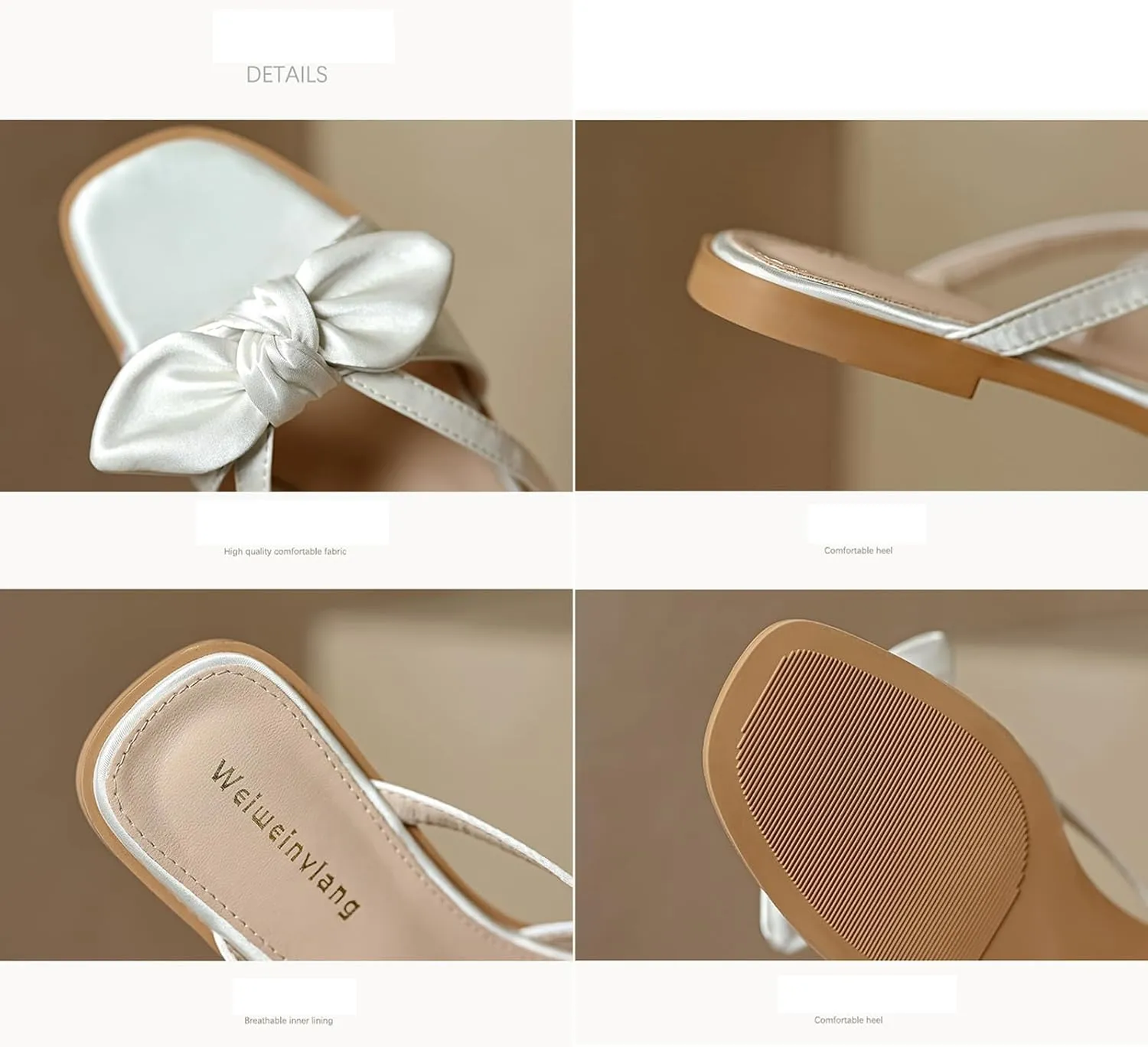 Women's Satin Bow Knot Square Toe Flat Sandals Fashion Open Toe Slip-On Dress Slides Summer Casual Beach Walking Slippers