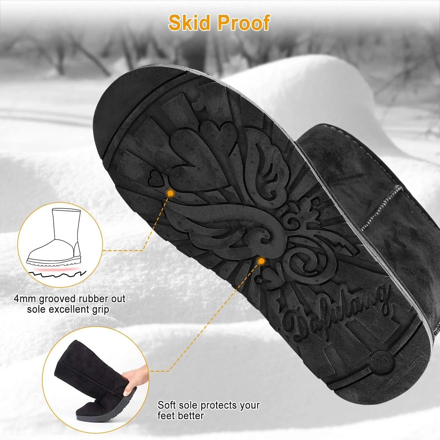 Women's Snow Boots Mid-Calf Fur Lined Warm Classic Winter Shoes for Women Outdoor Anti-slip