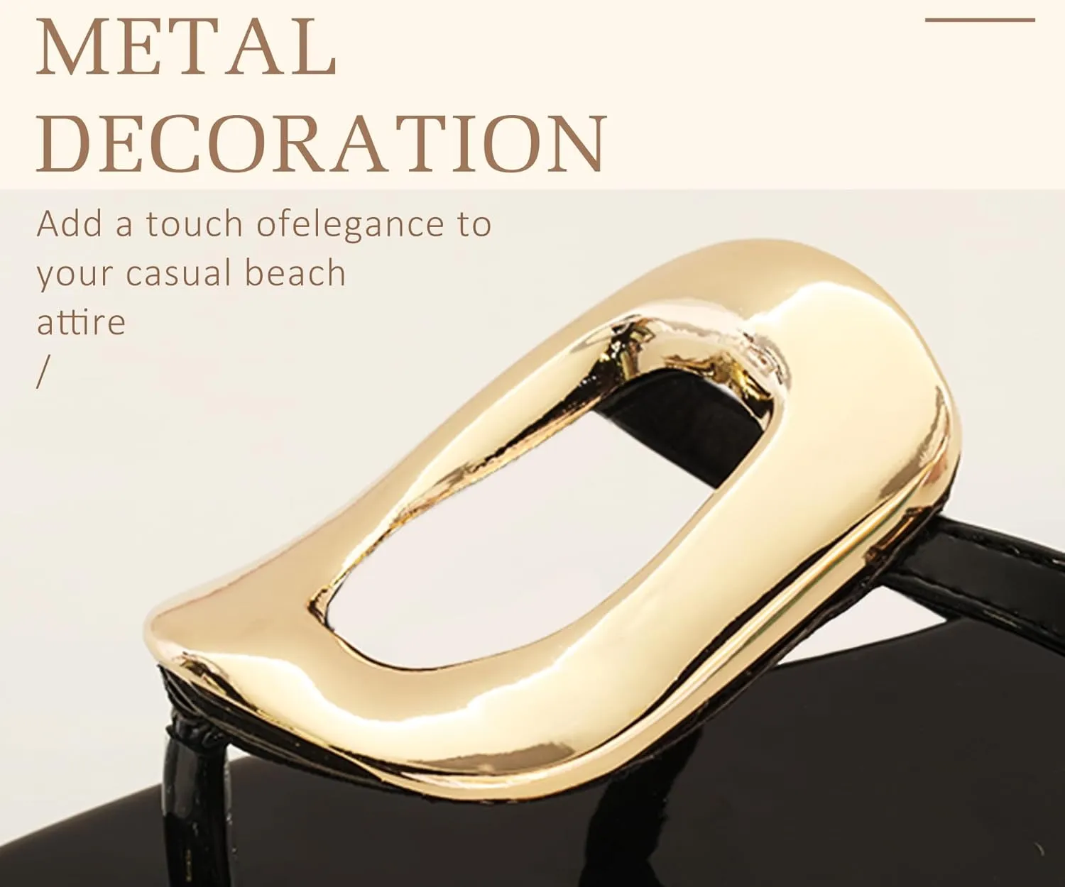 Womens Summer Square Toe Flip Flops Flat Sandals Slip On Shoes Slide Sandals with Gold Metal Decoration Dressy 2025